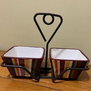 Pampered Chef Simple Additions Set of 2 Square Bowls PLUS Caddy